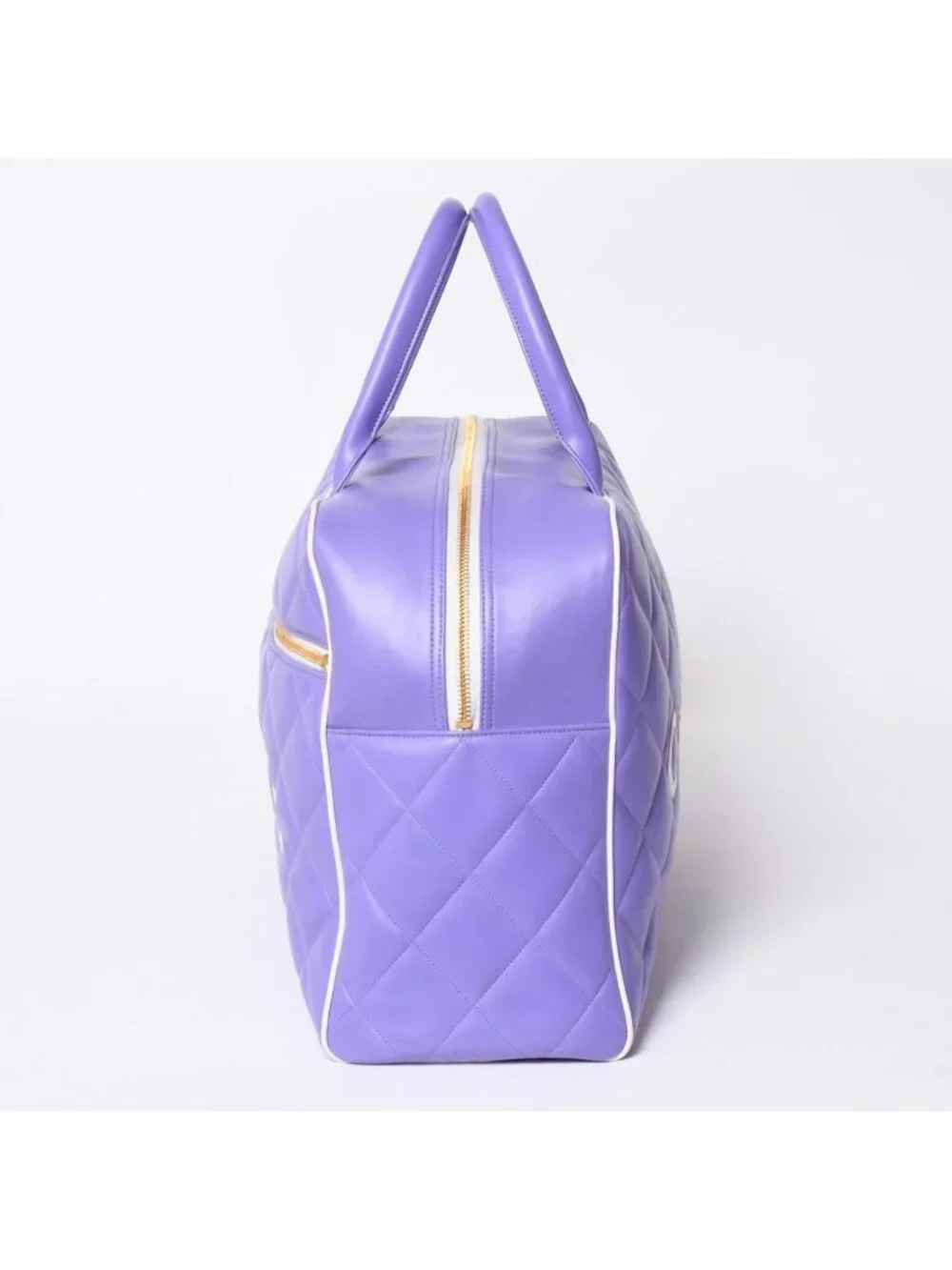 Chanel Boston Bag Sports Line Quilted Purple Gold